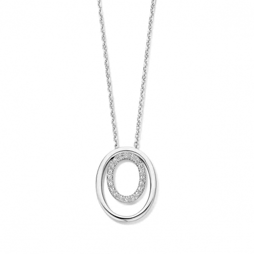 Collier Argent avec motifs ovales serti de zirconium - Naiomy