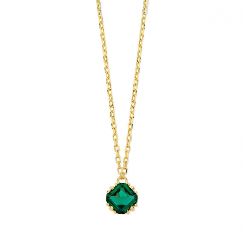 Collier Argent avec pendentif pierre verte- Naiomy