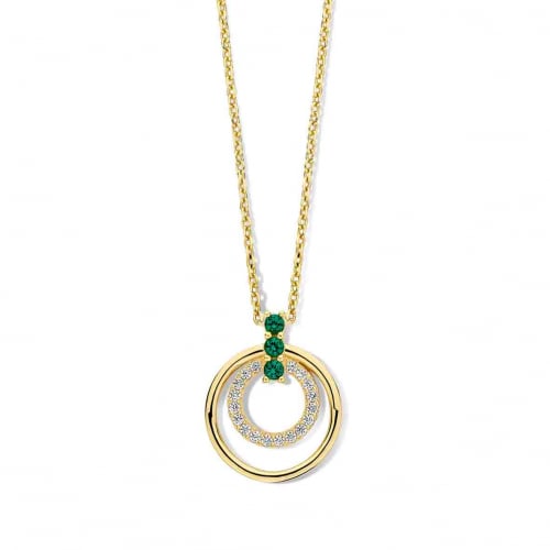 Collier Argent avec pendentif pierres vertes et zirconium - Naiomy