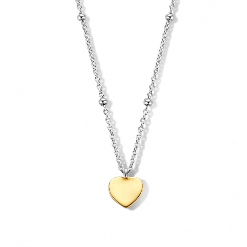 Collier Argent bicolore coeur - Naiomy