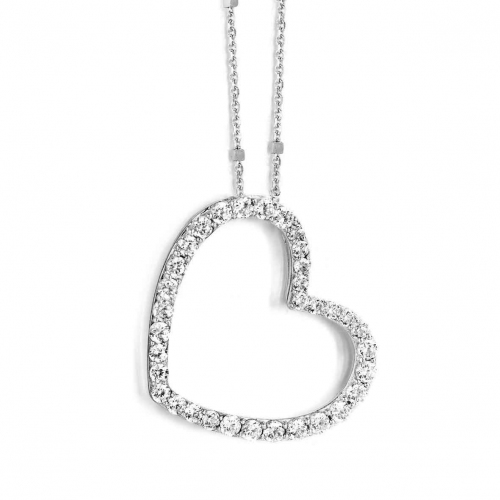 Collier Argent coeur serti de Zirconium - Naiomy