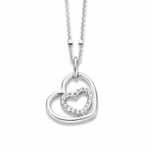 Collier Argent coeur serti de Zirconium - Naiomy