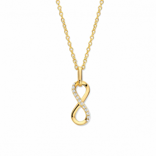  Collier argent jaune plaqu� or + pendentif signe de l'infini + CZ 40+5cm Naiomy