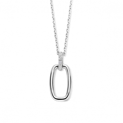 Collier Argent pendentif carr� avec b�li�re serti d'oxyde de zirconium - Naiomy