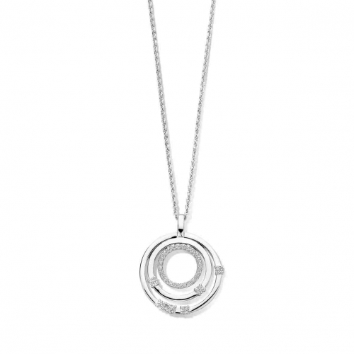 Collier Argent pendentif cercle serti de zirconium - Naiomy
