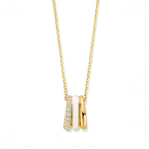 Collier Argent pendentif mail blanc serti d'oxyde de zirconium - Naiomy