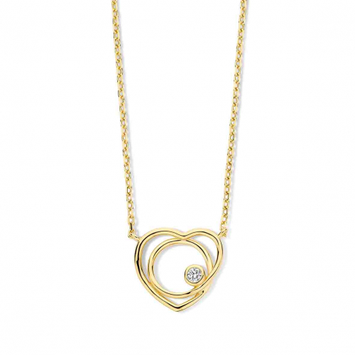 Collier Argent pendentif en forme de coeur serti d'un zirconium - Naiomy