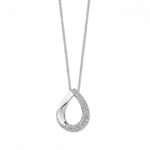 Collier Argent pendentif serti de zirconium - Naiomy