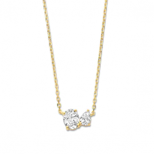 Collier argent - plaqu or et oxydes - Naiomy