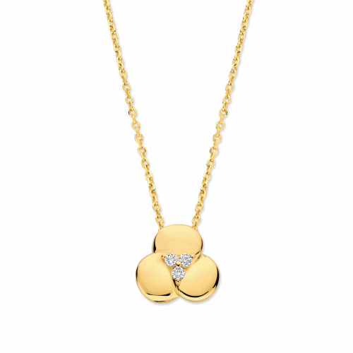 Collier argent plaqu� or - fleur et oxydes - Naiomy
