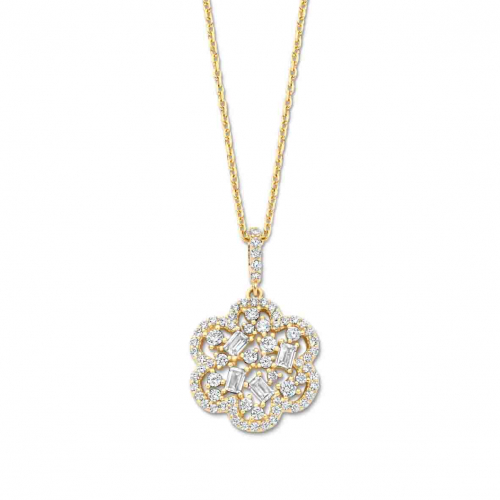 Collier argent plaqu or jaune avec motif fleur- Naiomy