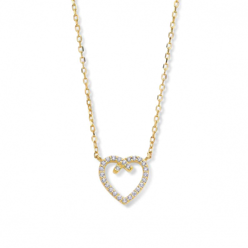 Collier Argent plaqu or jaune avec pendentif en forme de cur et Zirconium - Naiomy