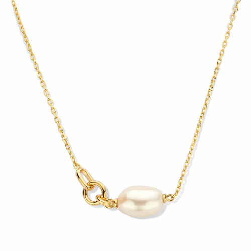 Collier argent - plaqu� or - perle d'eau douce - Naiomy
