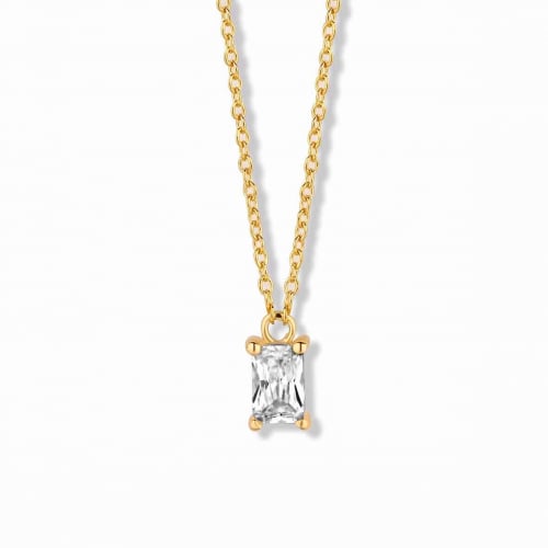 Collier Argent plaqu or serti de Zirconium - Naiomy