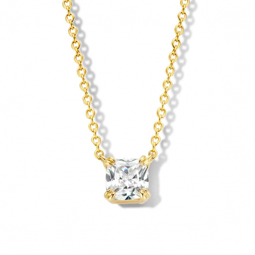 Collier Argent plaqu or serti de Zirconium - Naiomy