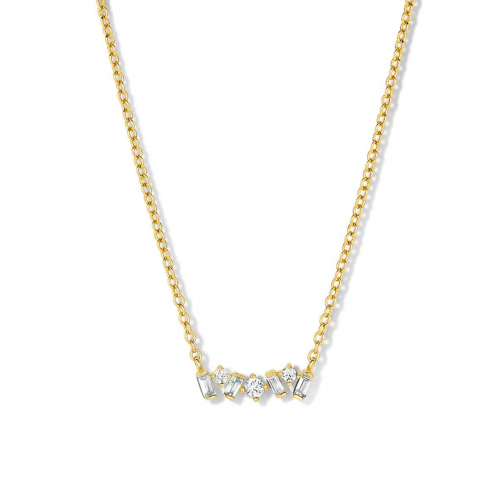 Collier Argent plaqu or serti de Zirconium - Naiomy