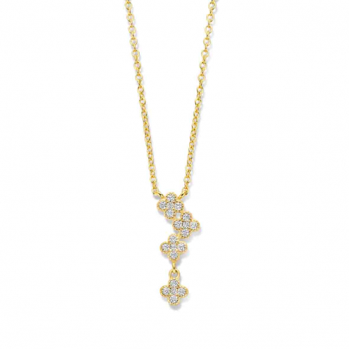 Collier Argent quatre motifs floraux serti d'oxyde de zirconium - Naiomy