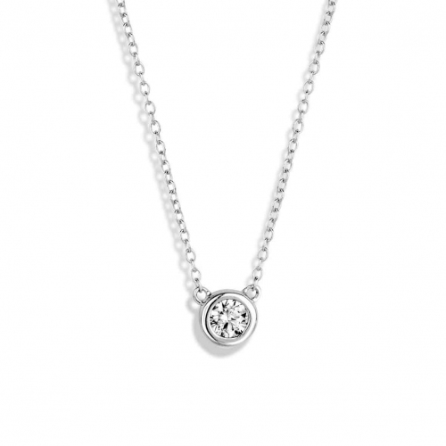 Collier Argent serti clos serti de Zirconium - Naiomy