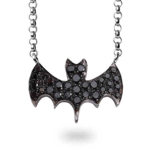 Collier chauve souris sertie de diamants noirs sur or noir