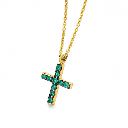 Collier Croix Emeraude