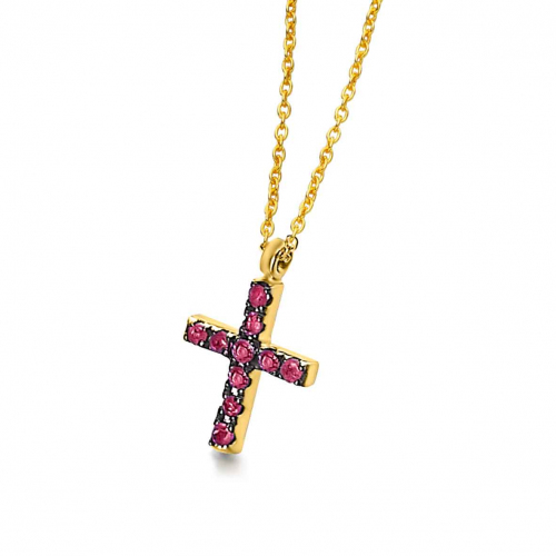 Collier Croix Rubis