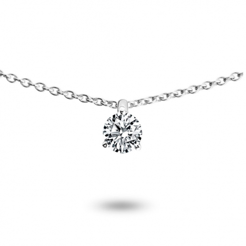 Collier Ras De Cou En Argent 925 Avec Pendentif Solitaire Zirconium - 8 Mm - Pour Femme/Homme - Longueur 40+5 Cm