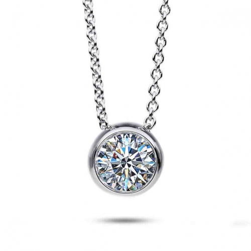 Collier Diamant Solitaire -Serti Clos