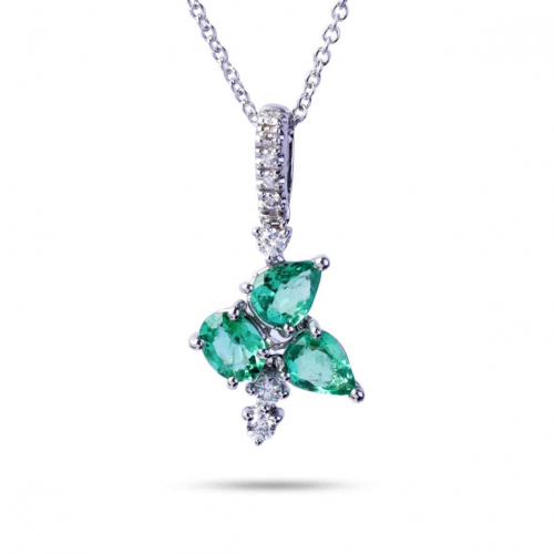 Collier Diamants - Emeraudes et Topazeq