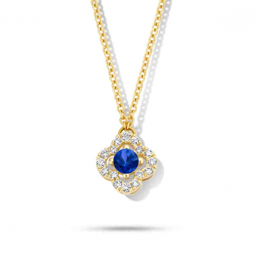 Collier diamants et saphir bleu- One More