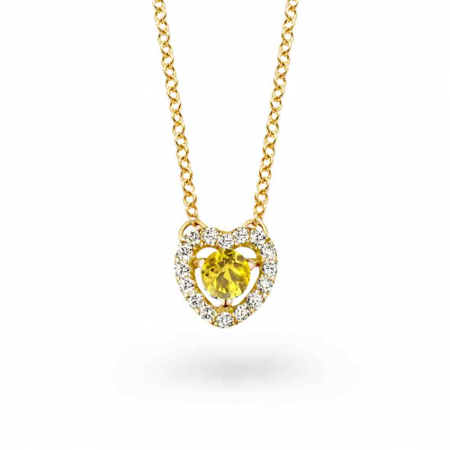 Collier diamants et saphir jaune - One More