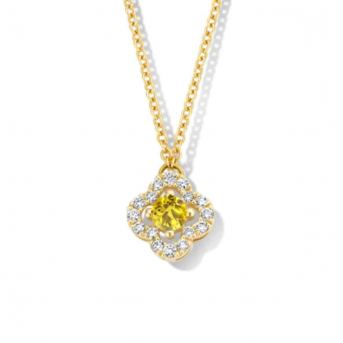 Collier diamants et saphir jaune - One More