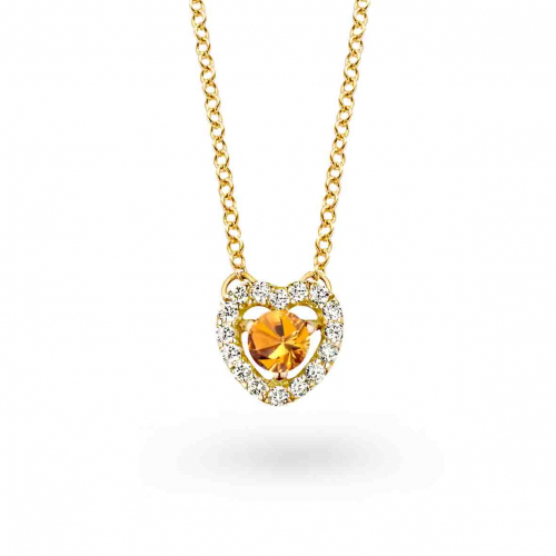 Collier diamants et saphir orange - One More