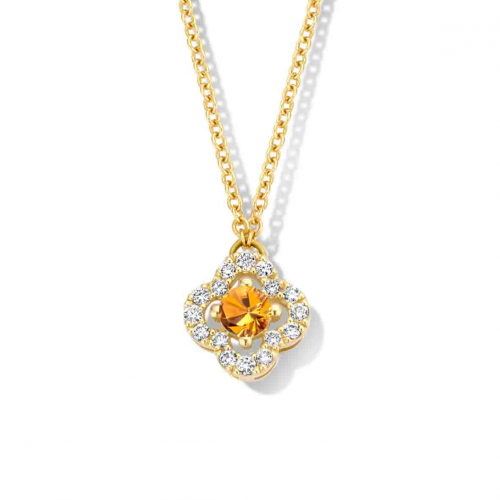 Collier diamants et saphir orange - One More