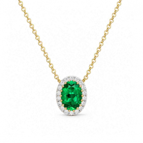Collier Emeraude et diamants de laboratoire