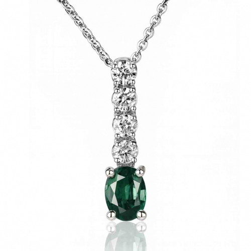 Collier �meraude ovale serti de diamants