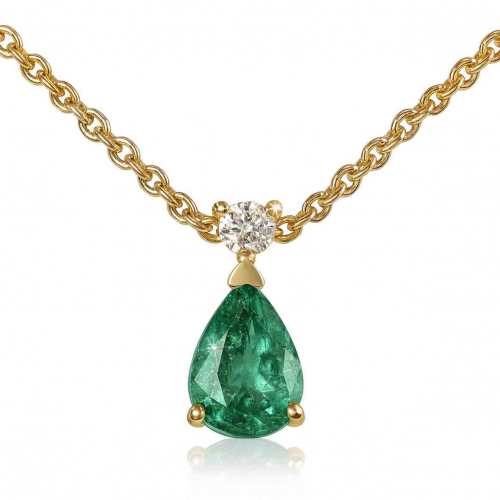 Collier Emeraude serti d'un diamant