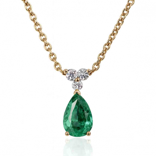 Collier �meraude serti de 3 diamants