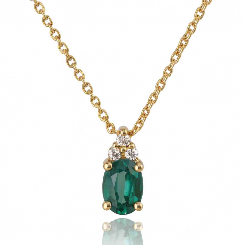 Collier meraude serti de 3 diamants