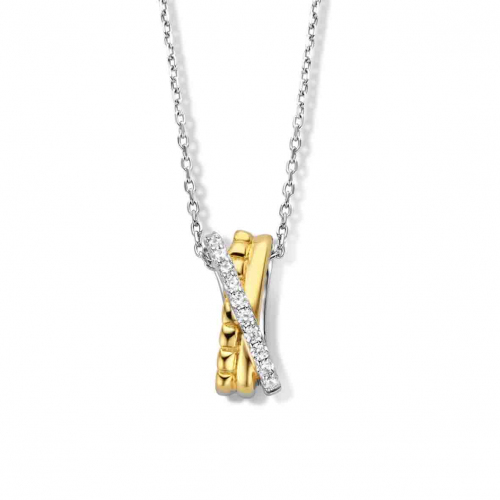 Collier en argent bicolor + pendentif serti de zirconium Naiomy Silver