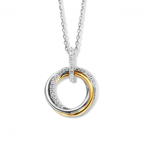 Collier en argent bicolor + pendentif serti de zirconium Naiomy Silver