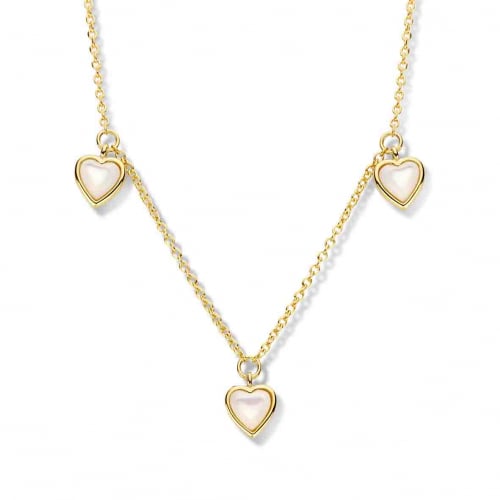 Collier en Argent plaqu� or - 3 coeurs en nacre - Naiomy