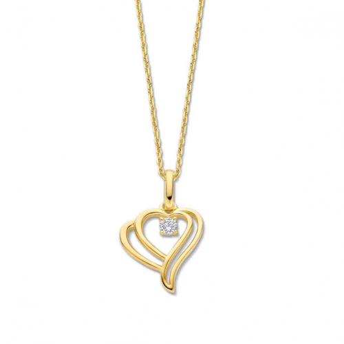 Collier en argent plaqu or jaune motif coeur oxyde - Naiomy