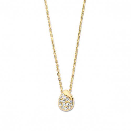 Collier en argent plaqu� or jaune pendentif en forme de goutte - Naiomy