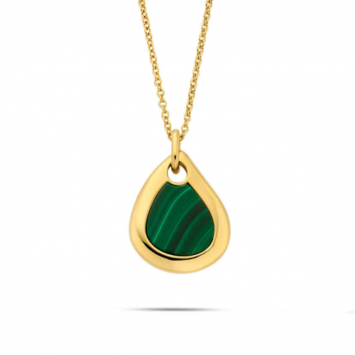 Collier en or jaune et Malachite