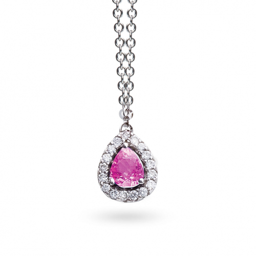 Collier One More saphir rose et diamants