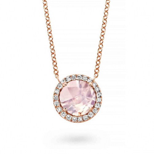 Collier quartz rose et diamants One More