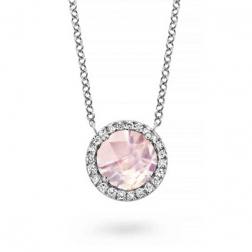 Collier quartz rose et diamants One More