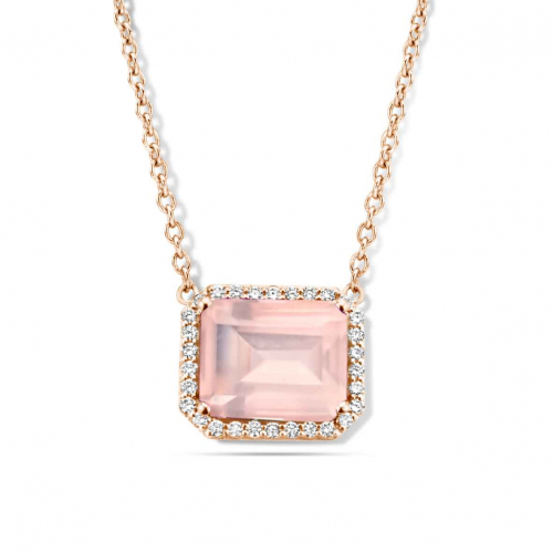 Collier Quartz Rose et diamants One More