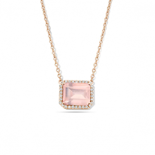 Collier Quartz Rose et diamants One More
