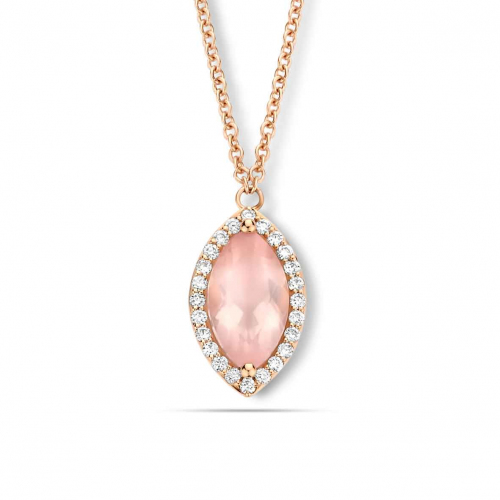 Collier Quartz Rose et diamants One More